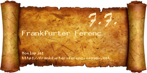 Frankfurter Ferenc névjegykártya